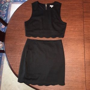 Tobi scalloped two piece crop top and skirt